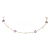 Natural Lepidolite Star & Natural Freshwater Pearl & Brass Link Chain Necklaces NJEW-JN05687-03-2