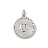 Brass Pave Natural Shell Flat Round with Letter Charms KK-Z115-13P-U-1
