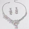 Teardrop Alloy Rhinestone Bib Necklaces & Stud Earring Sets for Women FS-WG2AA93-03-3