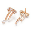Brass Micro Pave Clear Cubic Zirconia Stud Earring Findings KK-S356-666G-NF-3