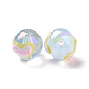 UV Plating Rainbow Iridescent Transparent Acrylic Beads with Enamel OACR-P014-03B-3