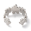 Rack Plating Brass Flower Open Cuff Rings for Women RJEW-S242-01P-B-3