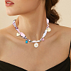 Bees Alloy Enamel & Resin & Glass & Plastic Pearl & Rhinestone Tassel Scarf Choker Necklaces NJEW-SP0001-16B-5