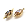 Brass Pave Natural Paua Shell Connector Charms LS-KK-E794-01G-09-2