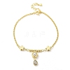 Brass Micro Pave Clear Cubic Zirconia Charm Bracelets for Women BJEW-C083-06G-4