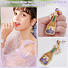 1 Pair Carnival Theme Glitter Zinc Alloy Champagne Winebottle Dangle Stud Earrings EJEW-UN0002-75-4