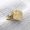 Brass Micro Pave Cubic Zirconia Adjustable Cuff Rings for Women RJEW-U053-09G-1