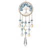 Wire Wrapped Natural Aquamarine Chip Tree of Life Window Hanging Prism Ornaments HJEW-TA00283-01-1