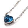 304 Stainless Steel Pave Cubic Zirconia Heart Pendant Cable Chain Necklaces for Women NJEW-G142-07P-02-1