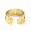 Ion Plating(IP) 304 Stainless Steel Hollow Out Cross Open Cuff Ring for Women RJEW-C053-02G-3