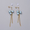 Eco-Friendly Glass Pearl Dangle Stud Earrings EJEW-JE03813-04-1