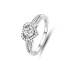 Rhodium Plated 925 Sterling Silver Micro Pave Moissanite Finger Rings for Women WGDE2BC-04-5