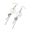 Natural Rainbow Moonstone Beads Moon Star Dangle Earrings EJEW-TA00830-4
