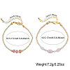 2Pcs Natural Rose Quartz & Glass & Imitation Pearl & Brass Beaded Bracelets for Women JV0360-3-3