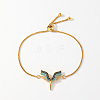 Brass Cubic Zirconia Goddess Wing Link Slider Bracelets for Women FS4700-2
