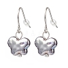 Plastic Pearl Butterfly Dangle Earrings EJEW-JE05028-2