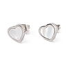 6 Pairs Natural White Shell Heart Stud Earrings EJEW-G291-02P-2