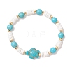 Natural White Shell & Synthetic Turquoise Beads Stretch Bracelets for Women BJEW-JB13477-01-2