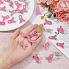 SUPERFINDINGS 60Pcs Breast Cancer Awareness Ribbon Enamel Pins JEWB-FH0001-40-3