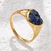 Heart Natural Lapis Lazuli Finger Rings RJEW-D303-01G-03-4