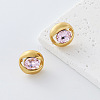 304 Stainless Steel Rhinestone Stud Earrings for Women OH3456-2-1