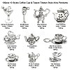 100pcs 10 Styles Coffee Cup & Teapot Tibetan Style Alloy Pendants TIBEP-CJ0002-44-2