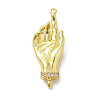 Brass Micro Pave Clear Cubic Zirconia Palm Connector Charms KK-C072-13G-1