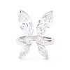Butterfly Clear Cubic Zirconia Cuff Ring RJEW-D117-01P-2