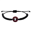 Natural Red Jasper Donut Braided Bead Bracelet BJEW-SW00047-11-1