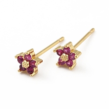 Cubic Zirconia Flower Stud Earrings X-EJEW-C035-15G-04