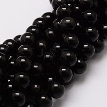 Natural Obsidian Round Beads Strands G-G735-19-8mm