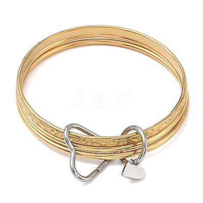 Two Tone 304 Stainless Steel Multi-strand Bangles for Women BJEW-F540-06GP-1
