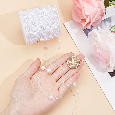 1 Roll Plastic Round Beaded Link Chains DIY-SC0024-96B-1