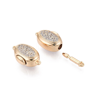 Brass Micro Pave Clear Cubic Zirconia Box Clasps KK-Q074-06G-1