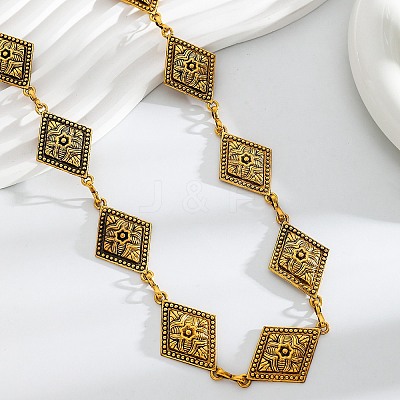 Alloy Rhombus Link Chain Waist Belly Chains for Women FS-WGE04C8-03-1