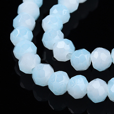 Two-Tone Imitation Jade Glass Beads Strands GLAA-T033-01A-05-1
