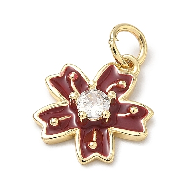 Brass Pave Clear Cubic Zirconia Pendants KK-H255-06G-02-1