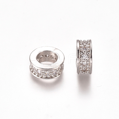 Brass Micro Pave Clear Cubic Zirconia European Beads ZIRC-I038-23P-1