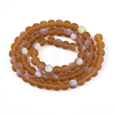 Frosted Transparent Glass Beads Strands GLAA-T032-T6mm-MBB23-1