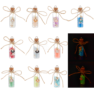 Luminous Beaded in Glass Bottle Pendant Decorations HJEW-AB00276-1