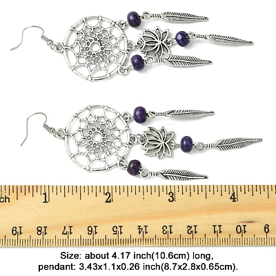Alloy Feather Dangle Earrings EJEW-FS00028-1