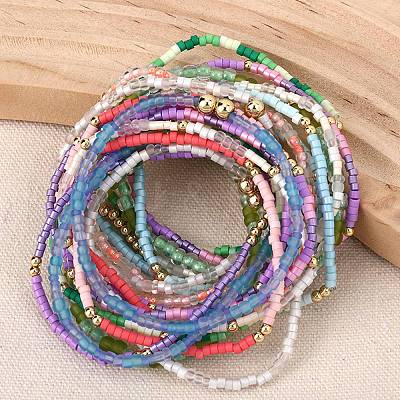 20Pcs 20 Colors Glass Seed Beaded Stretch Bracelet Sets BJEW-SW001593-1