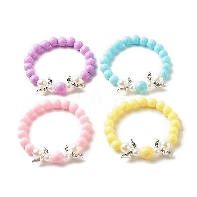 Acrylic Beaded Stretch Bracelets for Kids BJEW-JB07786-1