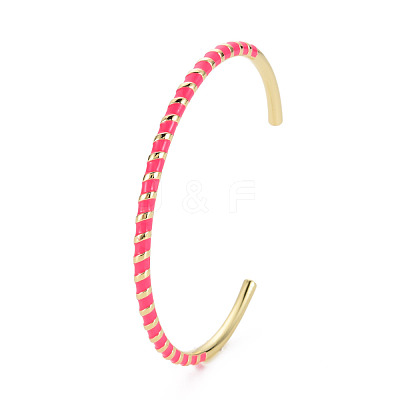 Twisted Brass Enamel Cuff Bangle BJEW-T020-02D-NF-1