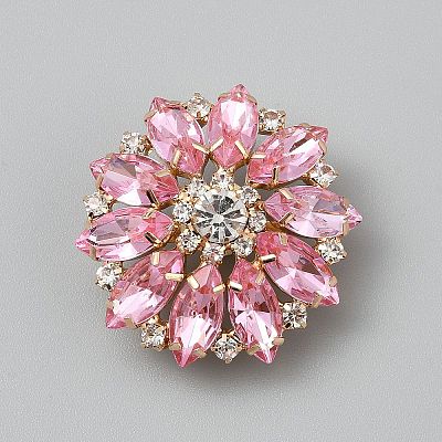 Alloy & Glass & Rhinestone Shank Buttons BUTT-WH0029-54B-1