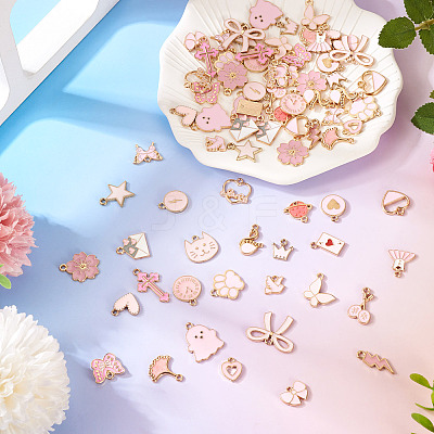 112Pcs 28 Styles Alloy Enamel Pendants ENAM-TA0009-08-1