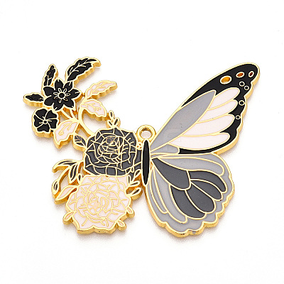 Rack Plating Alloy Enamel Big Pendants ENAM-N056-399-G-1