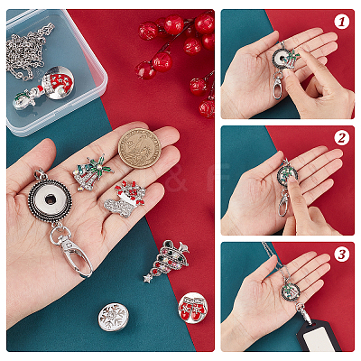 DIY Interchangeable Christmas Office Lanyard ID Badge Holder Necklace Making Kit DIY-SC0022-03-1