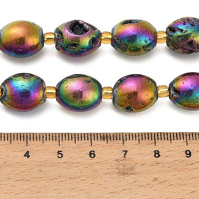 Electroplated Natural Druzy Geode Crystal Beads Strands G-F833-O01-01E-1
