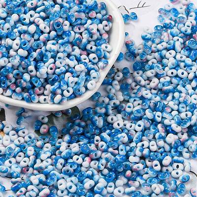 Two Tone Baking Paint Glass Seed Beads SEED-C003-01F-1